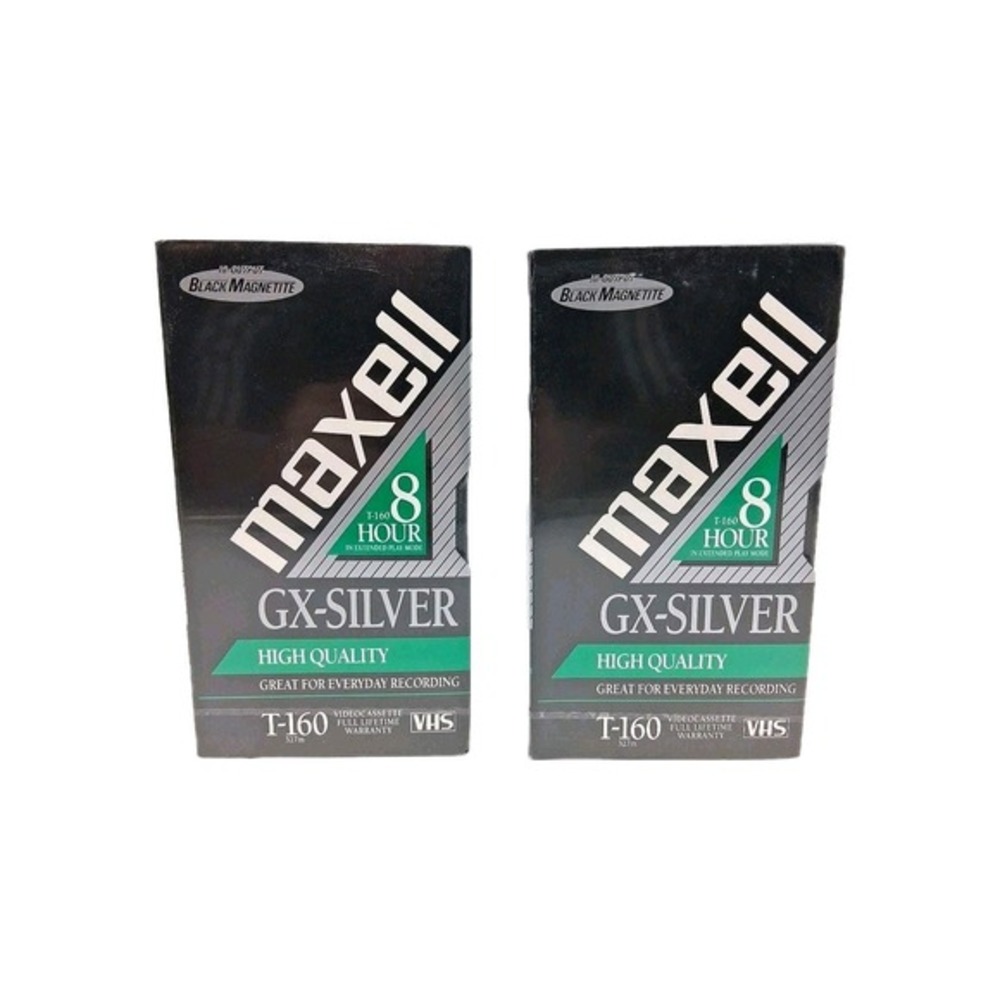 2X‎ Maxell T-160 GX-Silver High Quality 8 Hour VHS VCR Tape Sealed Brand New